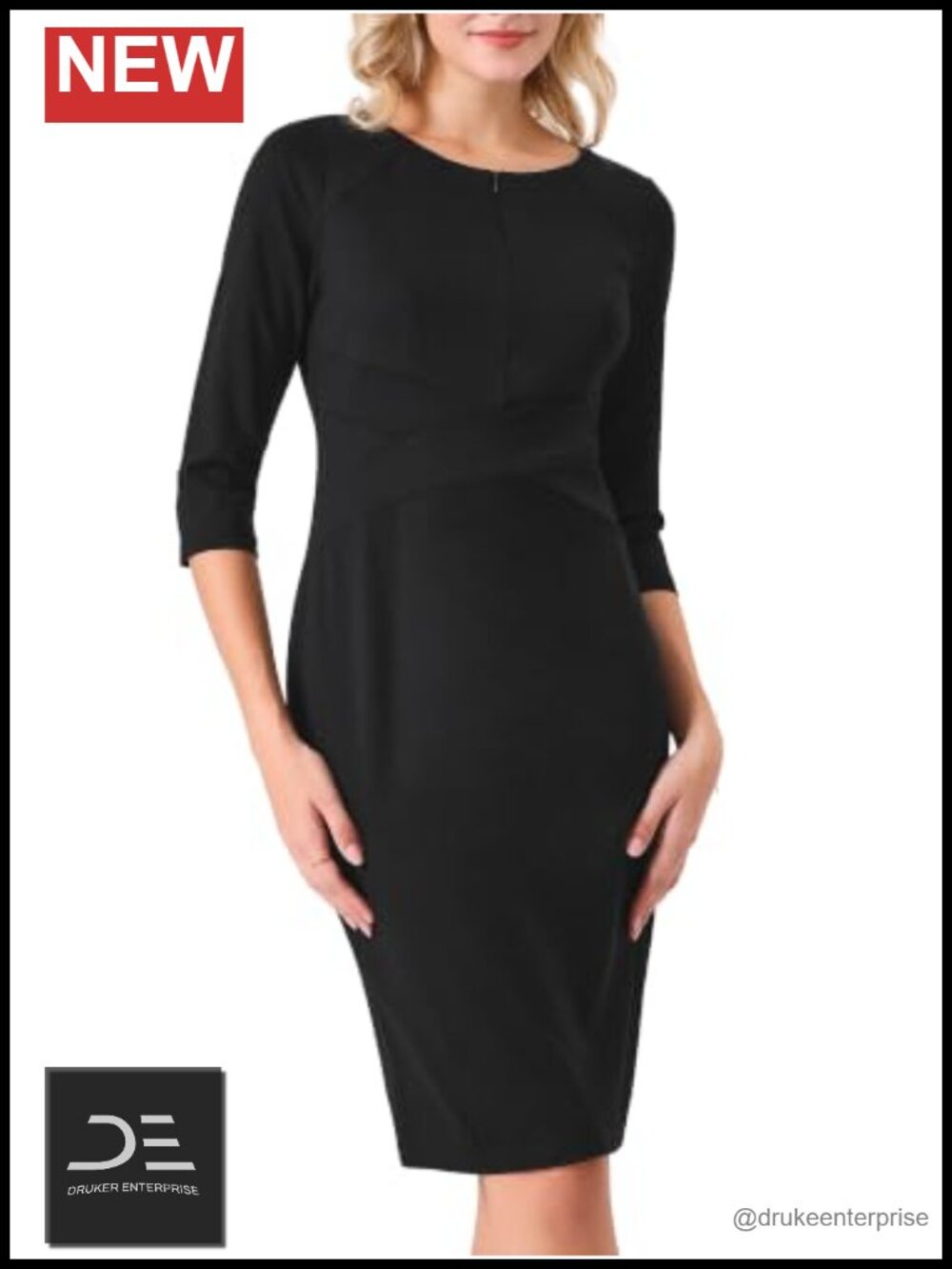 Women's Sheath Dress Knee Length Pencil Work Business Casual Formal Half Sleeve